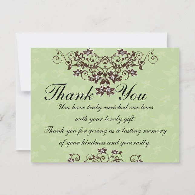 Thank You Card - Mint Green & Chocolate Brown (Front)