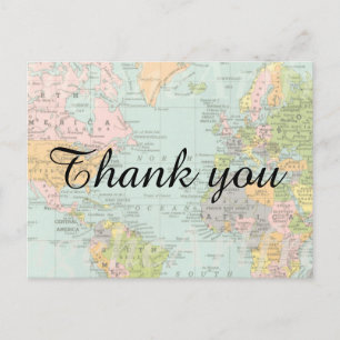 Thank You Card - Multicolor World Map