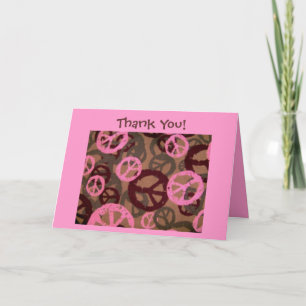 Thank You! Card-Peace Signs/Camo Look Design You Card