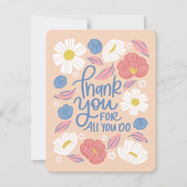 Thank You Card - Peachy Florals (Front)