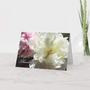 Thank You Card, Peonies in White and Pink, Floral Card