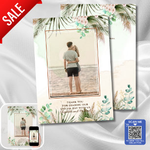 Thank You Card Photo Custom Text Wedding Leaves