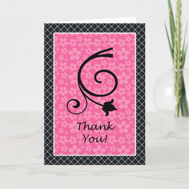 Thank You Card Pink and Black (Front)