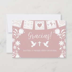 Thank You Card pink bautizo