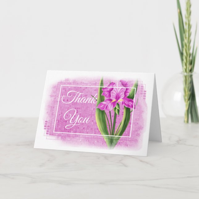 Thank You Card - Pink Iris d1 (Front)