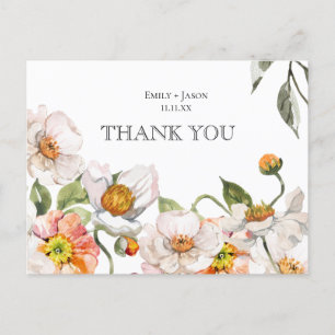 Thank you card postcard floral botanical wedding