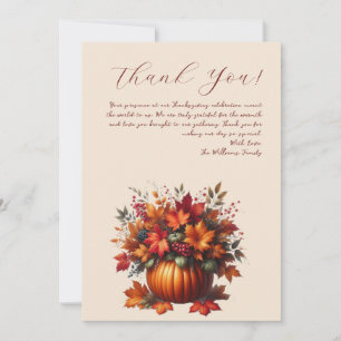 Thank You Card-Pumpkin with Fall Leaves Invitation