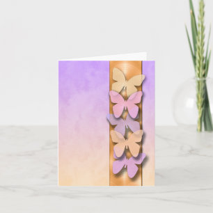 Thank You Card Purple and Orange Butterflies Ombre