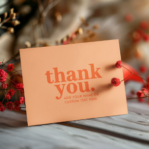 Thank you Card   Retro Peach Orange