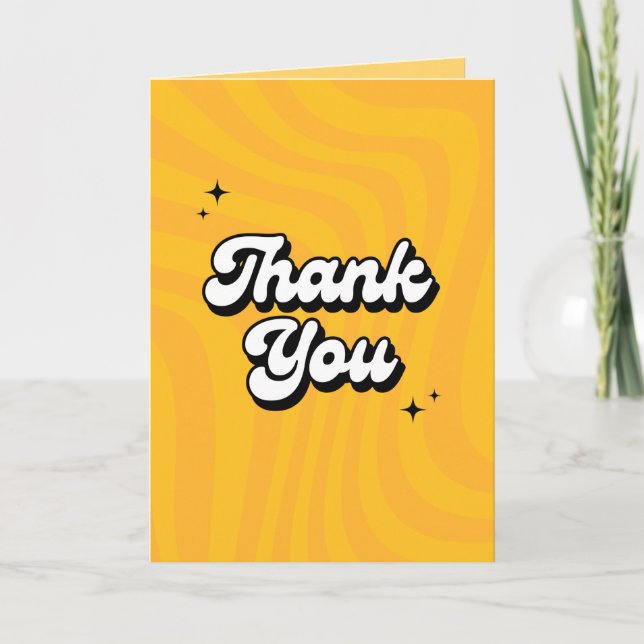 Thank You Card, Retro Yellow Appreciation Card (Front)