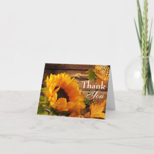 Thank You Card, Rustic Country Fall Sunflower Card