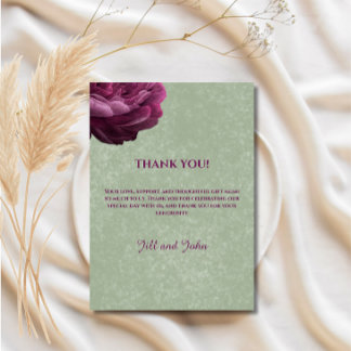 Thank You Card Sage Green Note Wedding