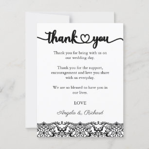 Thank You Card, Script Thank You Card, Lace Postcard