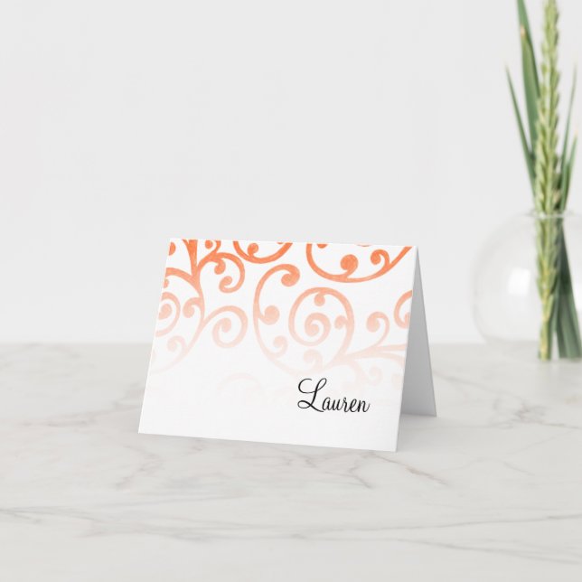 Thank You Card Scroll Pattern Orange (Front)