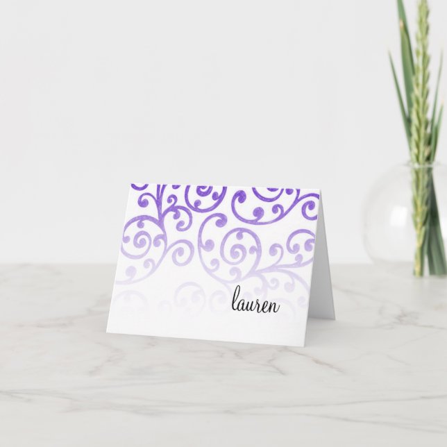 Thank You Card Scroll Pattern Purple (Front)