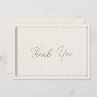 Thank You Card Simple Brown Beige Border
