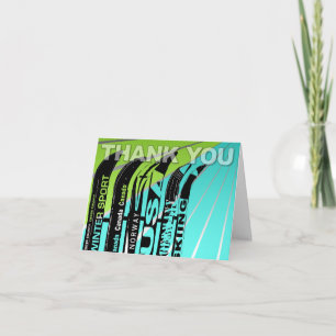 Thank You Card Ski Snow Blade Winter Sport