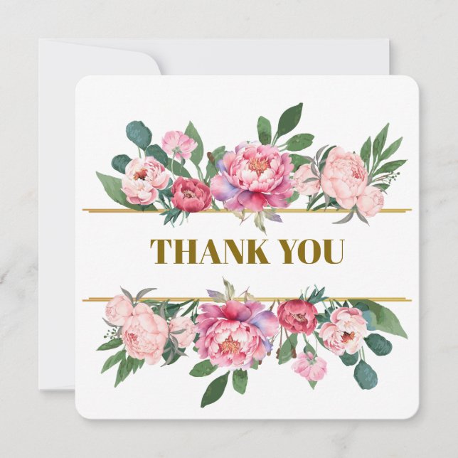 THANK YOU CARD SQUARE - PEONY (Front)