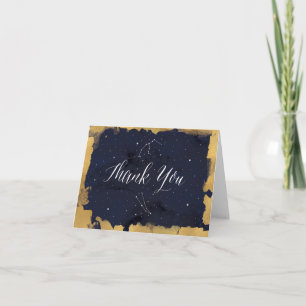 Thank You Card, Starry Night Celestial Navy Gold