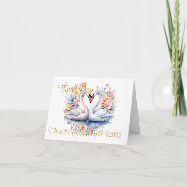 Thank you card Swans Love (Front)