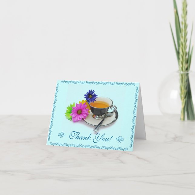 Thank you card teacup and daisies (Front)