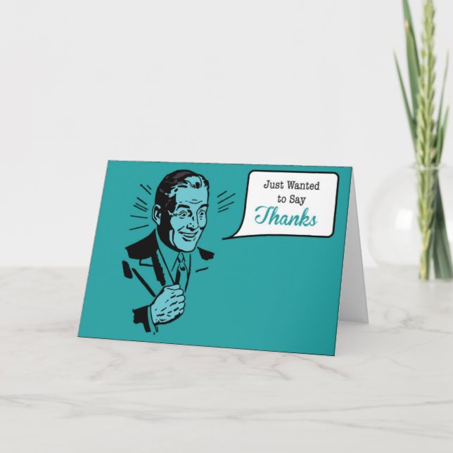 Thank You Card - Teal Retro Design (Front)