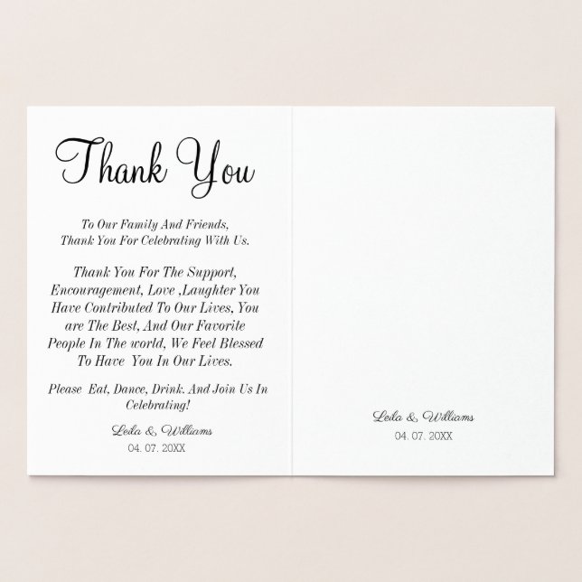 Thank you card, thank you wedding card (Inside)