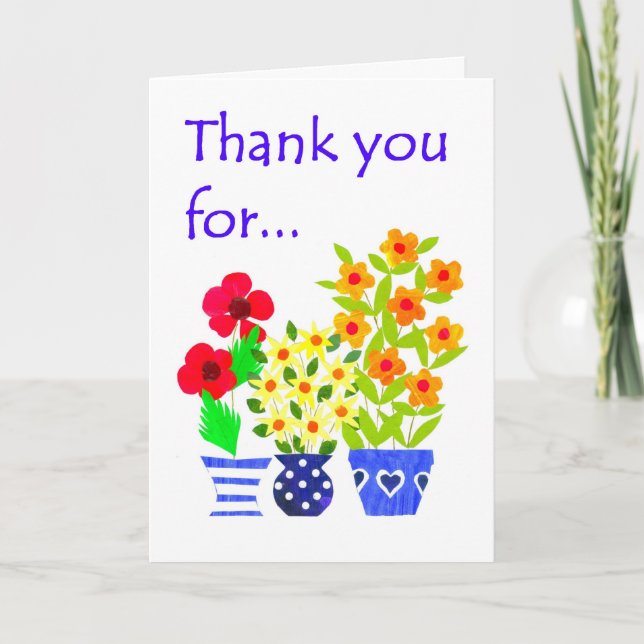 Thank You Card to Customise - Flower Power (Front)