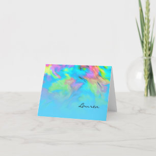 Thank You Card Turquoise Blue Lime Pink Tie Dye