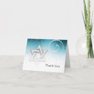 Thank You Card Turquoise Shimmer Star of David