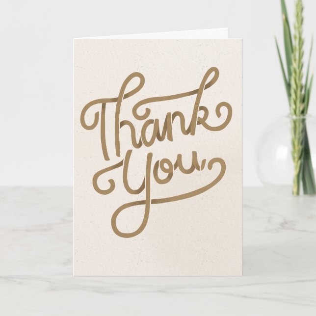 Thank You Card, Vintage Looking, Hand Lettered (Front)