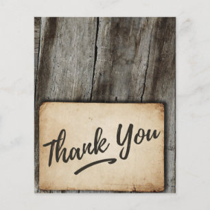 Thank You card - vintage, wood background, rustic