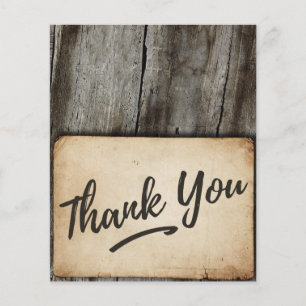 Thank You card - vintage, wood background, rustic