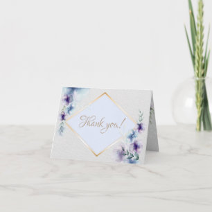 Thank You Card Watercolor Blue Violet Floral