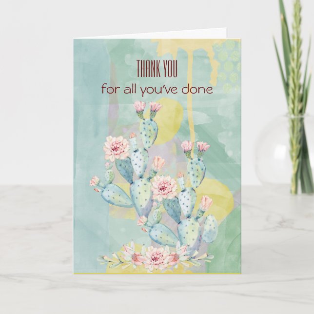 Thank You Card Watercolor Cactus (Front)