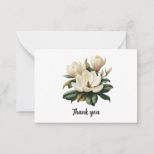 Thank You Card Watercolor Magnolia Blank Inside