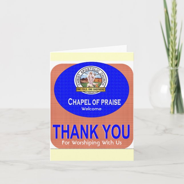 THANK YOU CARD, Welcome , For Worshiping With Us Card (Front)