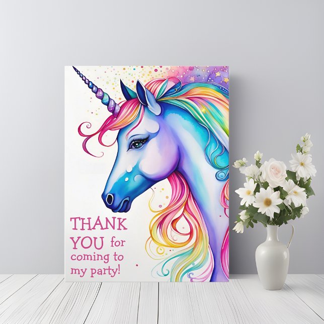 Thank You Card Whimsical Unicorn Birthday Postcard (Gratitude and Whimsy Unite! 🦄💕)
