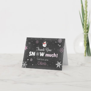 Thank you card Winter Onederland Snowman Pink Girl