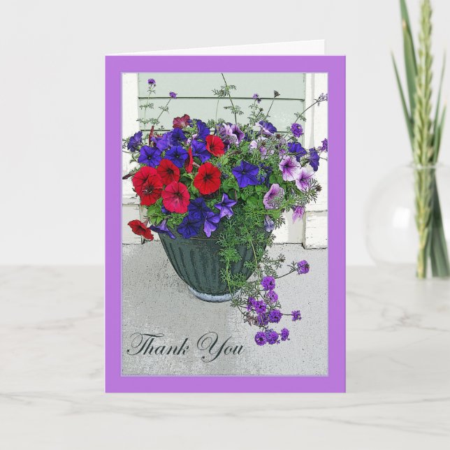 Thank You Card with Flower Arrangement, Petunias (Front)