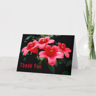 Thank You Card with Four Red Flowers