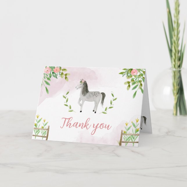 Thank you card with Horse and flowers (Front)