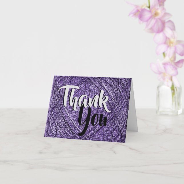 Thank You Card with Purple Metallic Texture (Orchid)