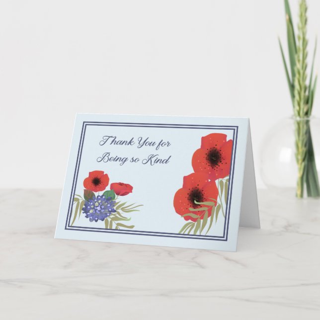 Thank You Card with Red Flowers (Front)