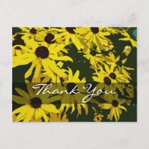 Thank you card, yellow daisy flowers. postcard