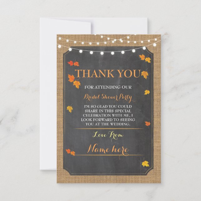 Thank You Cards Fall In Love Bridal Shower Party (Front)