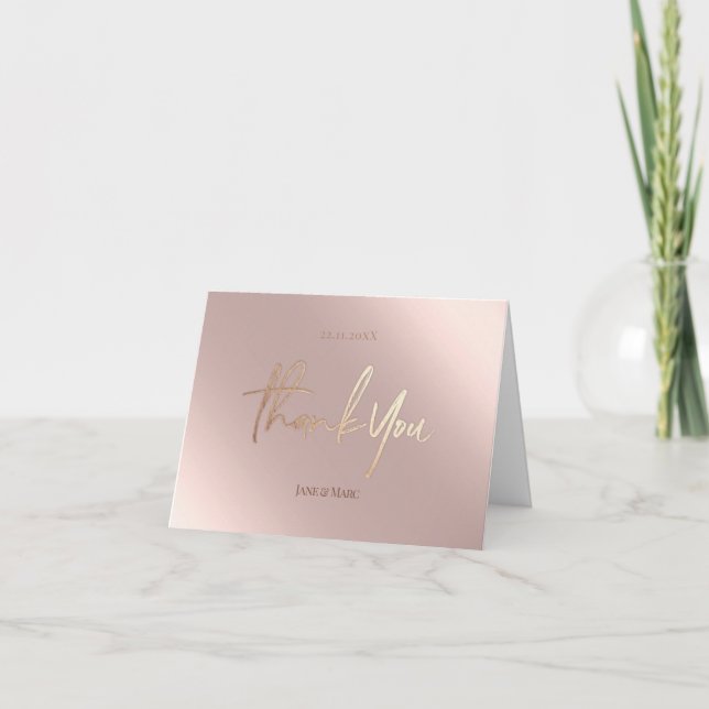 Thank You Cards Faux Foil Rosegold (Front)