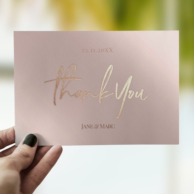 Thank You Cards Faux Foil Rosegold Postcard (Creator Uploaded)