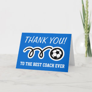 Thank you cards for soccer coach   Customizable