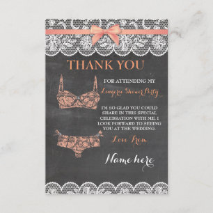 Thank You Cards Lingerie Shower Bridal Party Lace